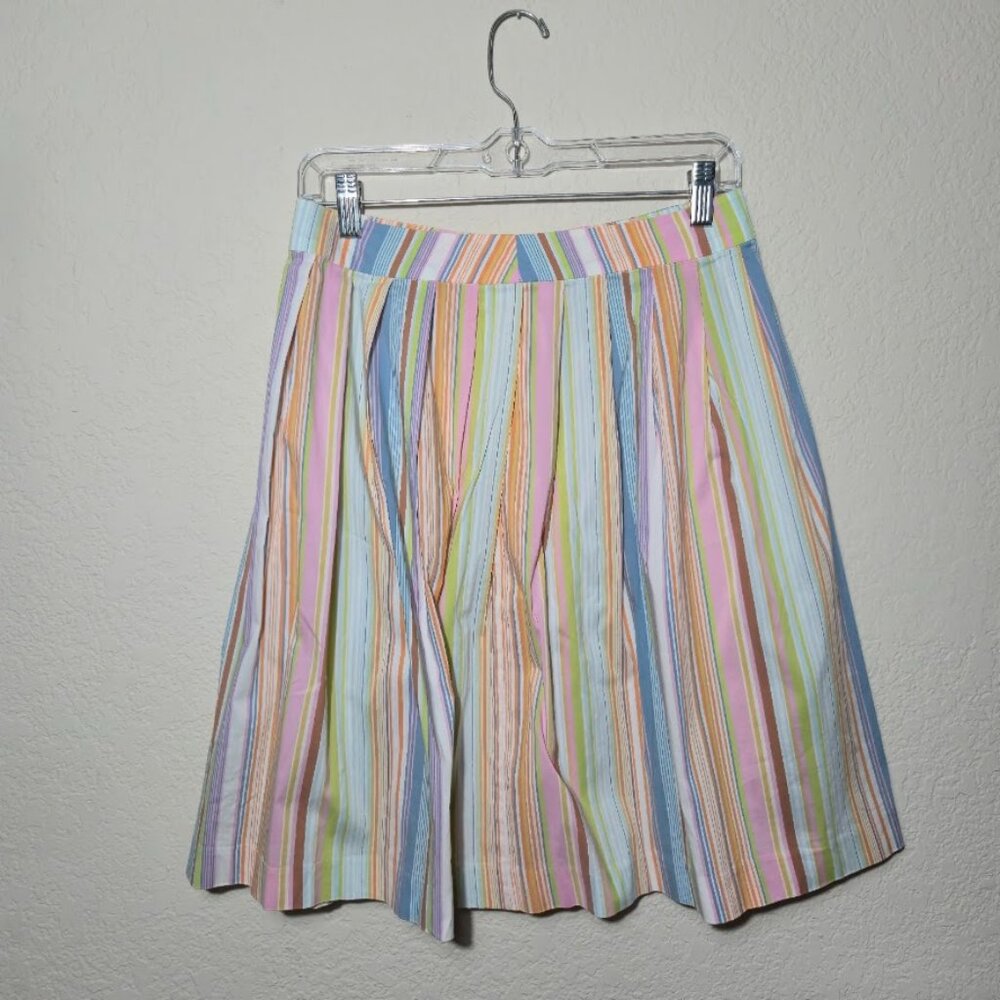 VTG 90s/Y2K Trina Turk "Splash Stripe" Pleated Midi Skirt Size 2 Rare Archive